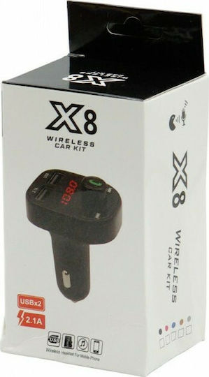 FM Transmitter Αυτοκινήτου X8 Wireless Car Kit με MicroSD / USB 2.1A AU-X8