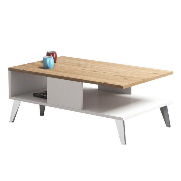 ΤΡΑΠΕΖΙ ΣΑΛΟΝΙΟΥ ΜΕ ΡΑΦΙ FB99036.03 ΛΕΥΚΟ NATURAL WOOD 90x54x35