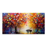 Πίνακας σε καμβά "Piano in Colorful Forest" Megapap ψηφιακής εκτύπωσης 120x60x3εκ.