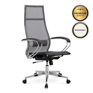 Καρέκλα γραφείου εργονομική Berta Megapap με ύφασμα Mesh σε γκρι - μαύρο 66