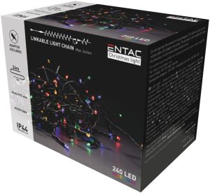 Entac Χριστουγεννιάτικα Λαμπάκια Επέκταση IP44 240 LED Πολύχρωμα 24m (Χωρίς Τροφοδοτικό)