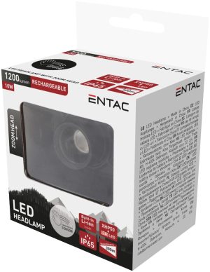 Entac Φακός Κεφαλής Zoom Με Αισθητήρα Κίνησης 10W XHP50+ Κόκκινο