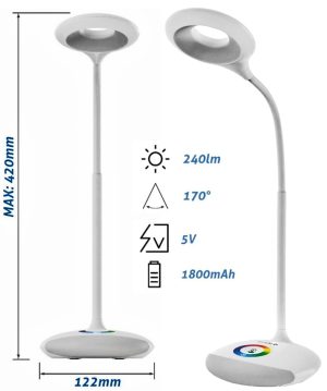 Avide LED Φωτιστικό Γραφείου RGB Άσπρο 4W