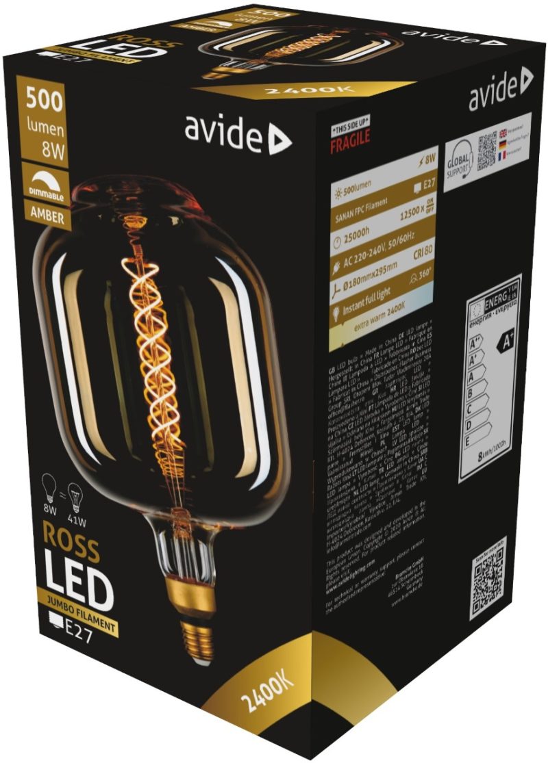 Avide LED Jumbo Ross 8W E27 2400K Ντιμαριζόμενο 180x295mm