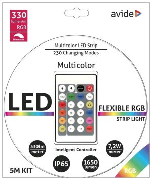 Avide LED Ταινία Blister 12V  7.2W SMD5050 30LED IC RGB IP65 5m + Smart Ελεγκτής