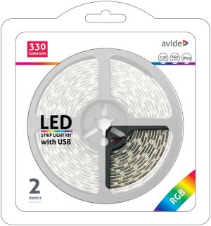 Avide LED Ταινία Blister  5V 7.2W SMD5050 30LED RGB IP65 2m