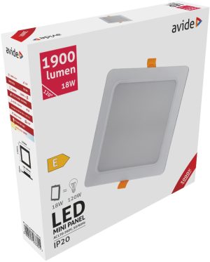 Avide LED Φωτιστικό Οροφής Χωνευτό Τετράγωνο Πλαστικό 18W Θερμό 3000K