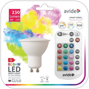 Avide LED Smart GU10 4.2W RGB+W 2700K με IR Τηλεχειριστήριο