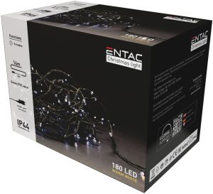 Entac Χριστουγεννιάτικα Λαμπάκια IP44 180 LED Θερμό 14m