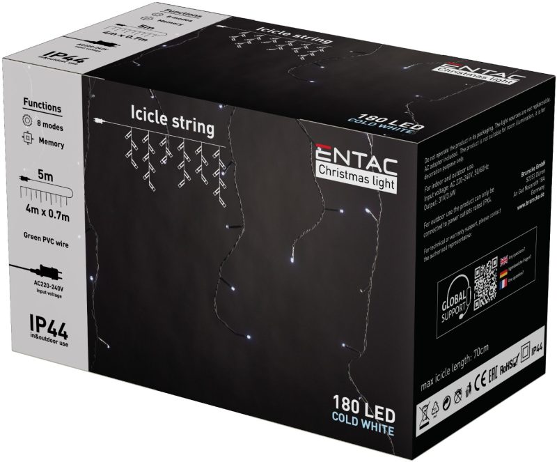 Entac Χριστουγεννιάτικα Κουρτίνα IP44 144 LED RGB 8x8 Λειτουργίες 1x1