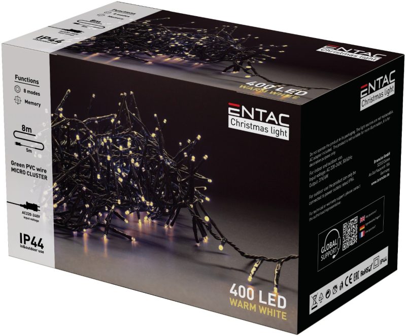 Entac Χριστουγεννιάτικα Λαμπάκια IP44 400 LED Ψείρες Πολύχρωμα 8m