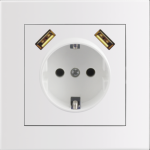 Entac Arnold Recessed wall socket earthed + 2 USB 2.1A (total) White