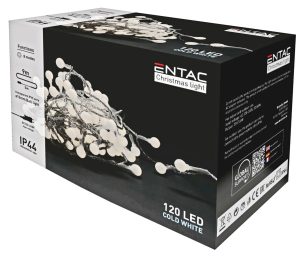 Entac Χριστουγεννιάτικα Λαμπάκια IP44 120 LED 15mm Μπάλες Ψυχρό 9m