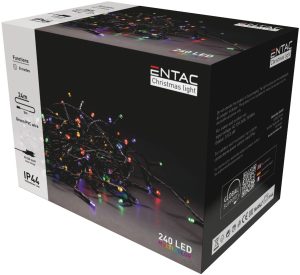 Entac Χριστουγεννιάτικα Λαμπάκια IP44 240 LED Πολύχρωμα 24m