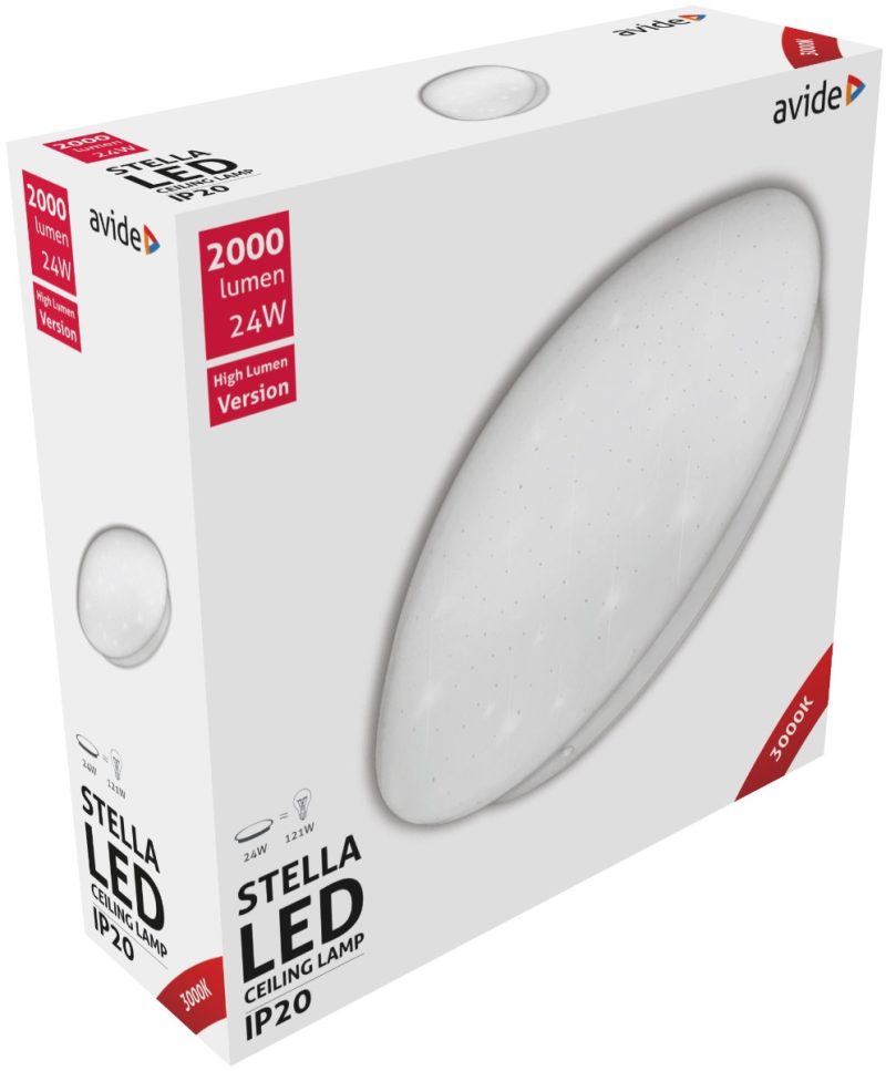 Avide LED Μοντέρνα Πλαφονιέρα Οροφής Stella (Starry) 24W 380*110.0mm Θερμό 3000K