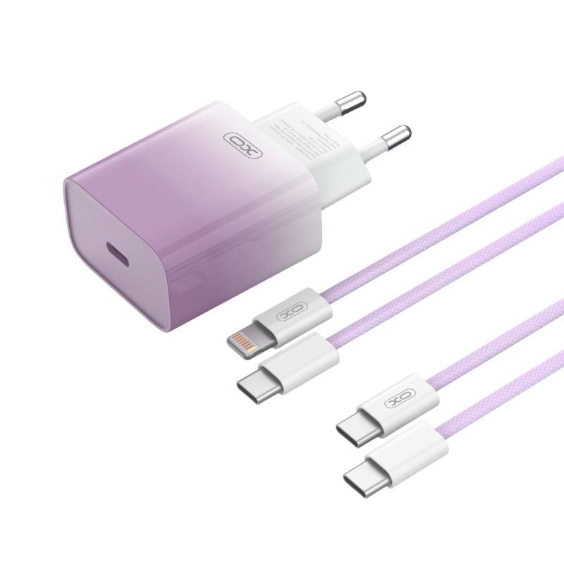 XO CE18 Φορτιστής Γρήγορης Φόρτισης EU 30W USB-C Με Type-C Καλώδιο (NB260) Μωβ