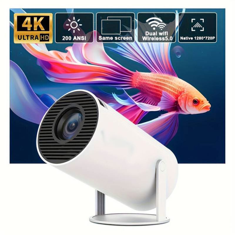 Portable Projector 4K Projector HD με Wi-Fi και Ενσωματωμένα Ηχεία Λευκός