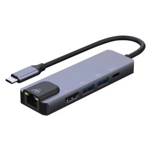 Μετατροπέας 5in1 RJ45 USB3.0x2 PD 4K 60HZ HDTV