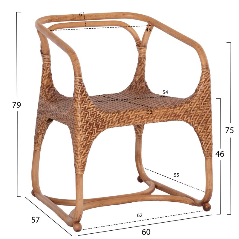 ΠΟΛΥΘΡΟΝΑ FB99955.02 ΦΥΣΙΚΟ RATTAN-ΚΑΡΥΔΙ ΧΡΩΜΑ 60x57x79Υεκ. - Image 2