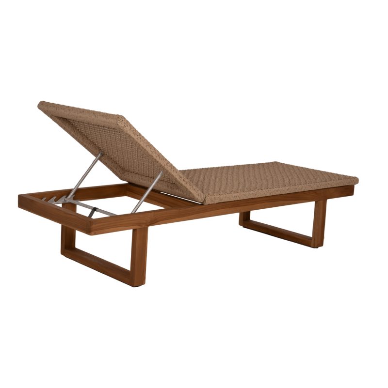 ΞΑΠΛΩΣΤΡΑ FB95993 TEAK ΞΥΛΟ ΚΑΙ ΣΧΟΙΝΙ VIRO ΣΕ ΠΛΕΞΗ WICKER 191x65x86Yεκ. - Image 4