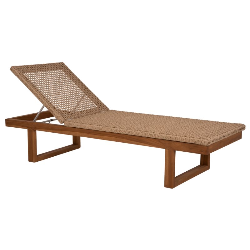 ΞΑΠΛΩΣΤΡΑ FB95993 TEAK ΞΥΛΟ ΚΑΙ ΣΧΟΙΝΙ VIRO ΣΕ ΠΛΕΞΗ WICKER 191x65x86Yεκ.