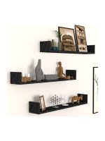 Ραφιέρα τοίχου Tyrion Megapap 3 τεμαχίων από μελαμίνη χρώμα μαύρο εφέ μαρμάρου 90x15x12εκ.