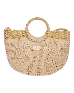 BAG TO BAG Ψάθινη Τσάντα χειρός CN25018 - Μπέζ/Χρυσό ΓΥΝΑΙΚΕΙΕΣ ΤΣΑΝΤΕΣ > SPRING - SUMMER 2025 > Τσάντες Θαλάσσης - Γυναικείες Τσάντες > Τσάντες Χειρός - Γυναικείες Τσάντες