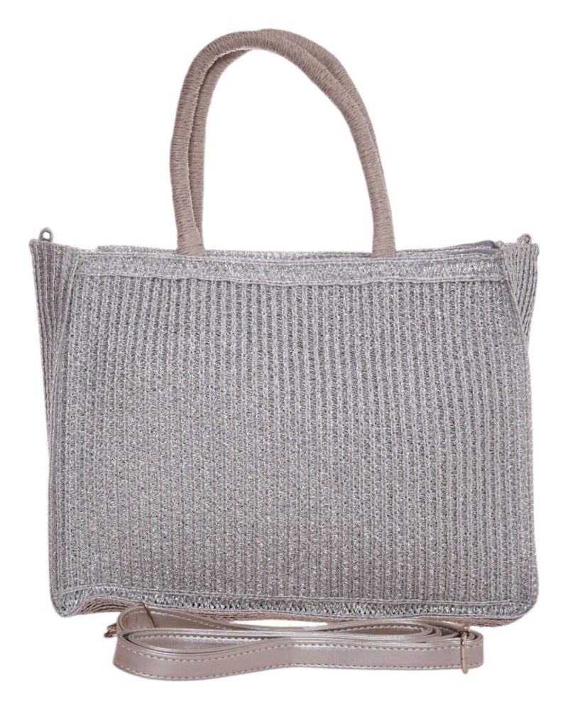 Ψάθινος τσαντα ώμου CN25012 - Ασημί BAG TO BAG - Image 3