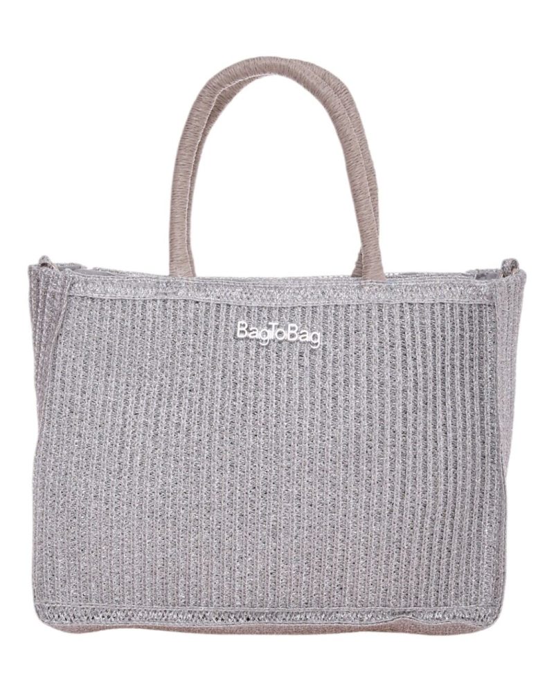 BAG TO BAG Ψάθινος τσαντα ώμου XY-2518 - Ασημί ΓΥΝΑΙΚΕΙΕΣ ΤΣΑΝΤΕΣ > SPRING - SUMMER 2025 > Τσάντες Ωμου - Γυναικείες Τσάντες