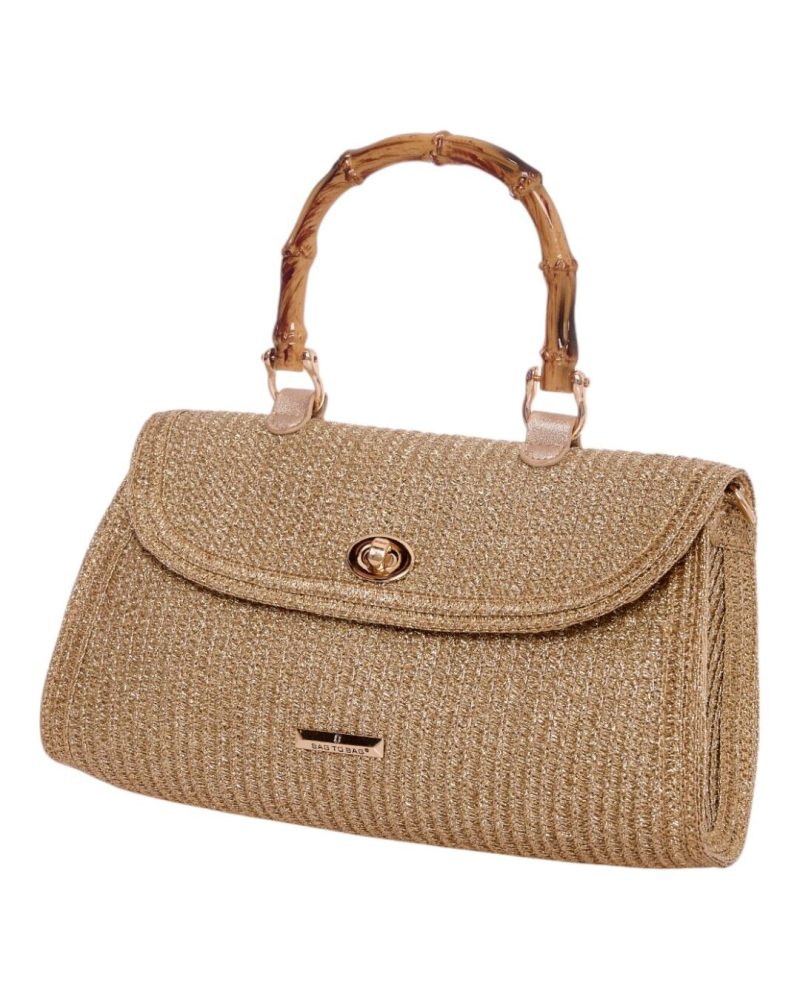 Ψάθινος φάκελος XY-2517 - Χρυσό BAG TO BAG - Image 2