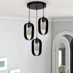 Φωτιστικό οροφής Mordo Megapap E27 μεταλλικό τρίφωτο χρώμα μαύρο 40x40x70εκ.