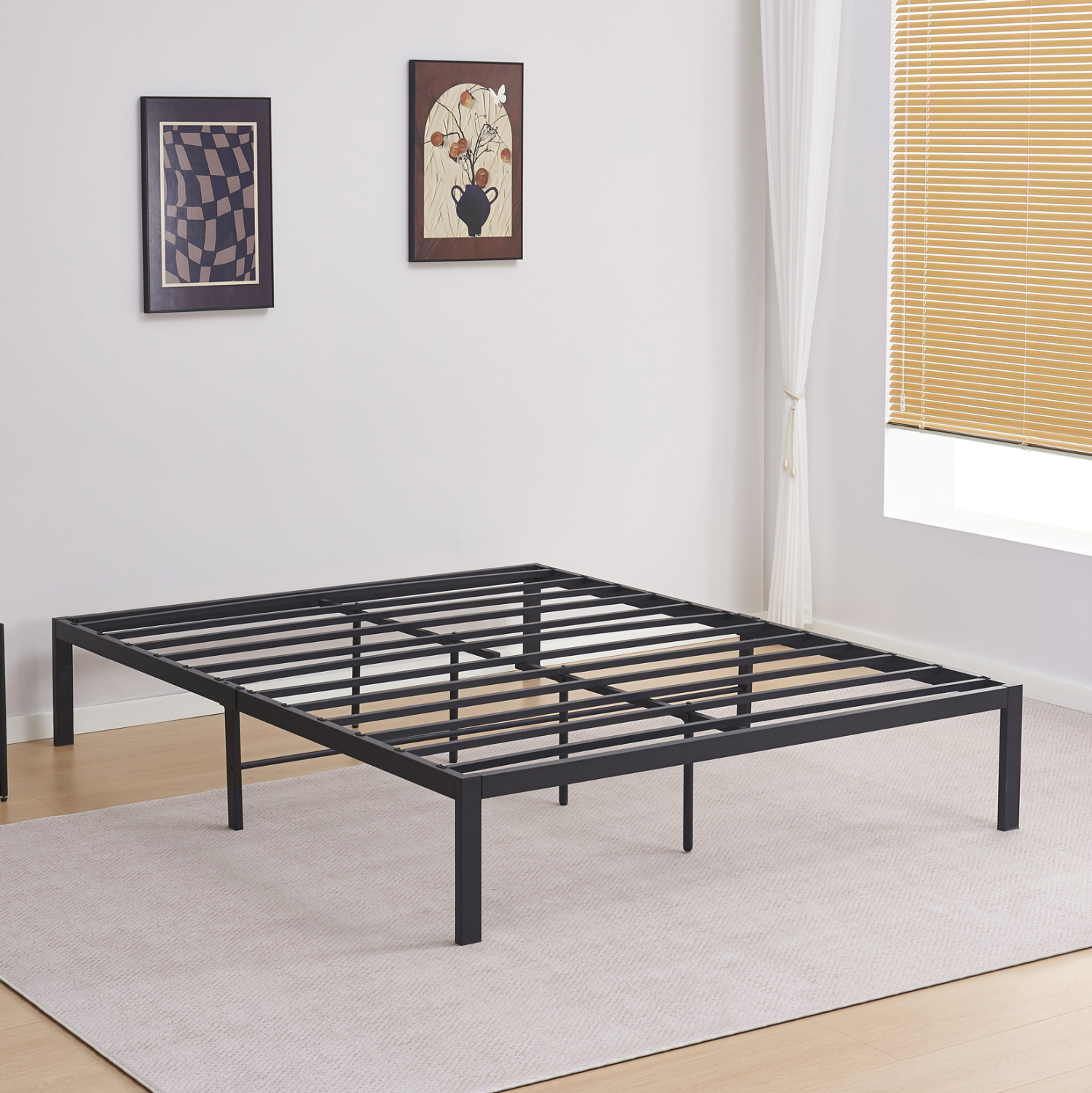 ΚΡΕΒΑΤΙ-ΥΠΟΣΤΡΩΜΑ ΔΙΠΛΟ FB9696.01 ΜΕΤΑΛΛΙΚΟ ΜΑΥΡΟ ΓΙΑ ΣΤΡΩΜΑ 200x160εκ - Image 2