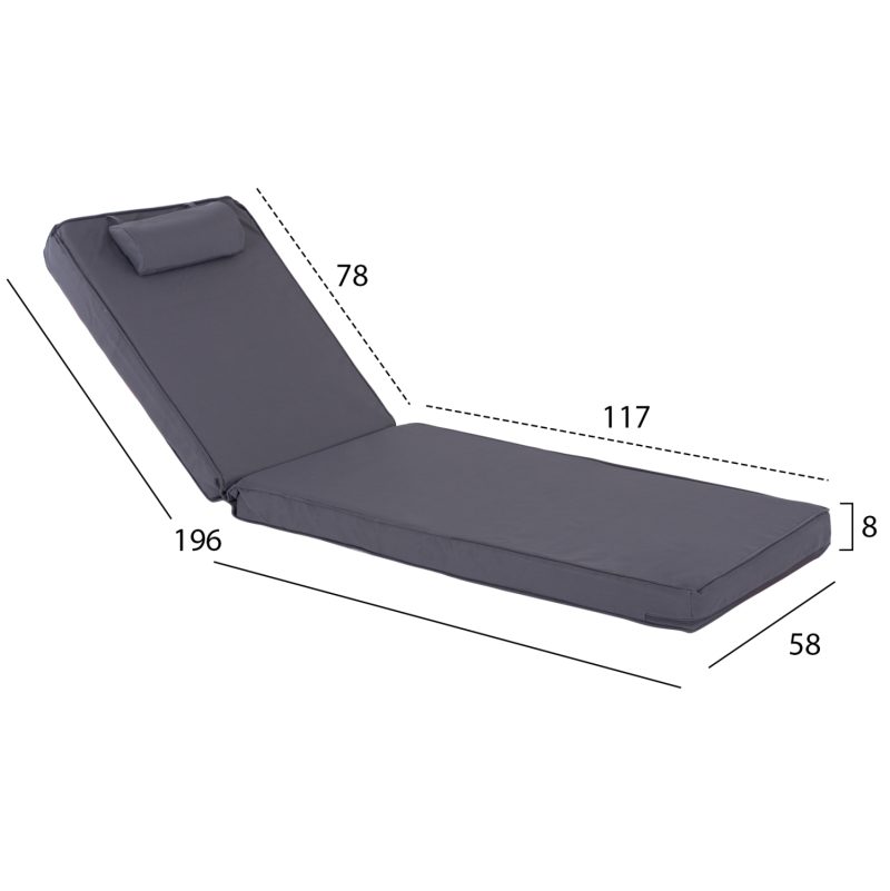 ΜΑΞΙΛΑΡΙ ΞΑΠΛΩΣΤΡΑΣ TEXTILENE ΓΚΡΙ FB911236.30T 196(117+1+78)x58x9εκ. - Image 2