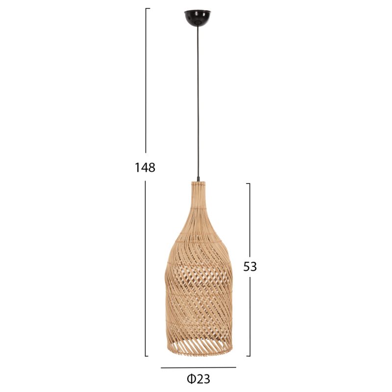ΦΩΤΙΣΤΙΚΟ ΟΡΟΦΗΣ FB97885 ΚΡΕΜΑΣΤΟ ΑΠΟ RATTAN ΣΕ ΦΥΣΙΚΟ ΧΡΩΜΑ Φ23x148Yεκ. - Image 2
