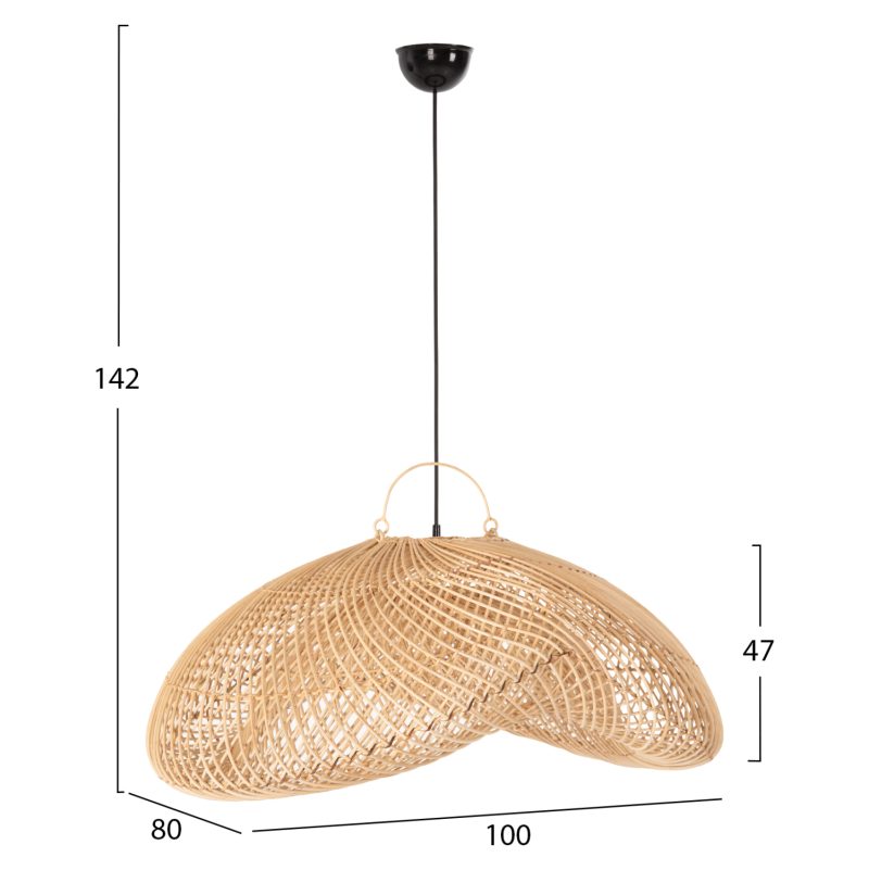 ΦΩΤΙΣΤΙΚΟ ΟΡΟΦΗΣ ΚΡΕΜΑΣΤΟ FB97861 RATTAN ΣΕ ΦΥΣΙΚΟ ΧΡΩΜΑ 100x80x142Υ εκ. - Image 2
