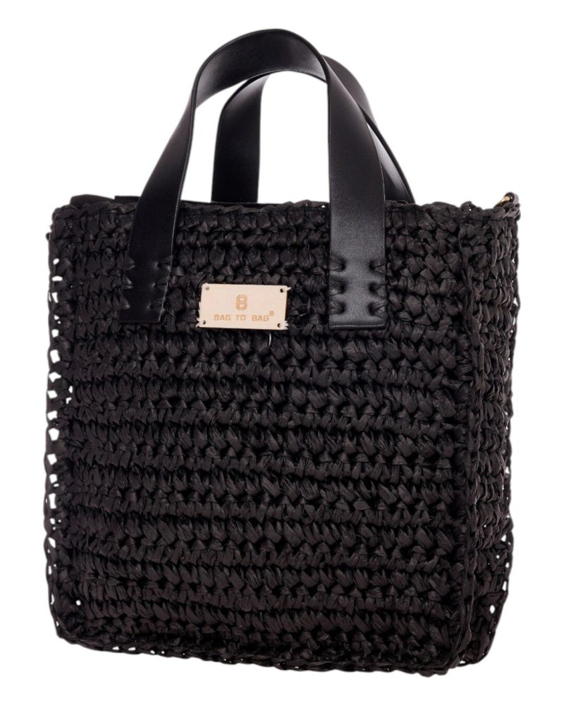 Ψάθινη Τσάντα Χειρός CN25021 - Μαύρο BAG TO BAG - Image 2