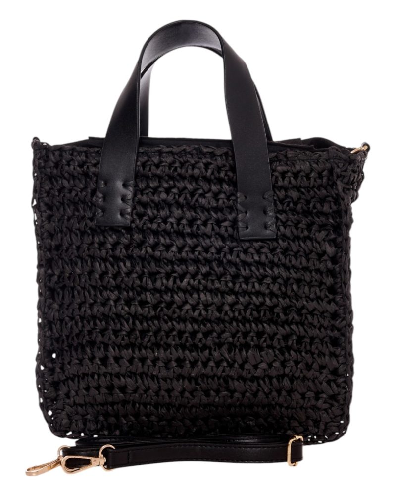 Ψάθινη Τσάντα Χειρός CN25021 - Μαύρο BAG TO BAG - Image 3