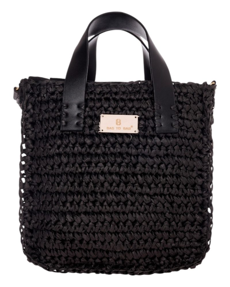 BAG TO BAG Ψάθινη Τσάντα Χειρός CN25021 - Μαύρο ΓΥΝΑΙΚΕΙΕΣ ΤΣΑΝΤΕΣ > SPRING - SUMMER 2025 > Τσάντες Θαλάσσης - Γυναικείες Τσάντες > Τσάντες Χειρός - Γυναικείες Τσάντες
