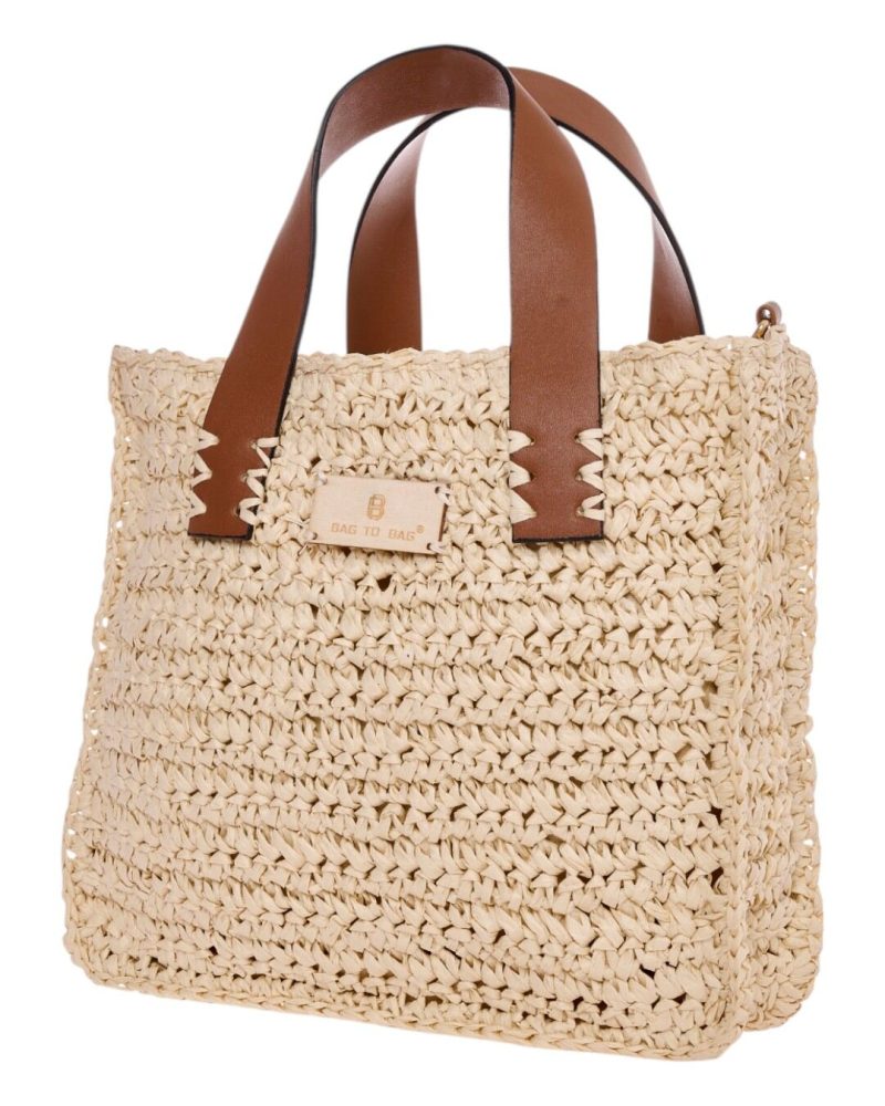 Ψάθινη Τσάντα Χειρός CN25021 - Μπέζ BAG TO BAG - Image 2