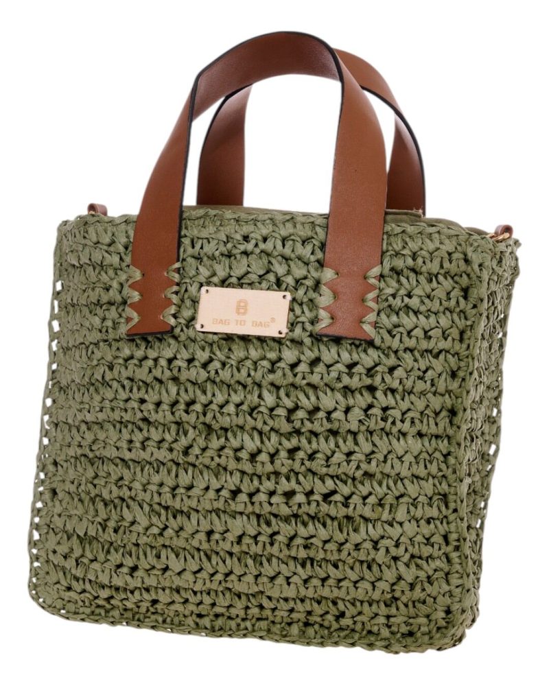 Ψάθινη Τσάντα Χειρός CN25021 - Πράσινο BAG TO BAG - Image 2