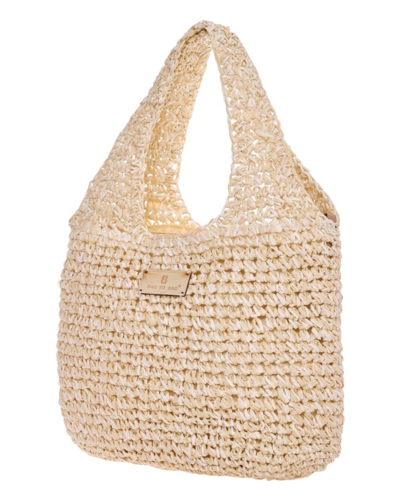 Ψάθινη Τσάντα χειρός CN25015 - Ασπρο BAG TO BAG - Image 2