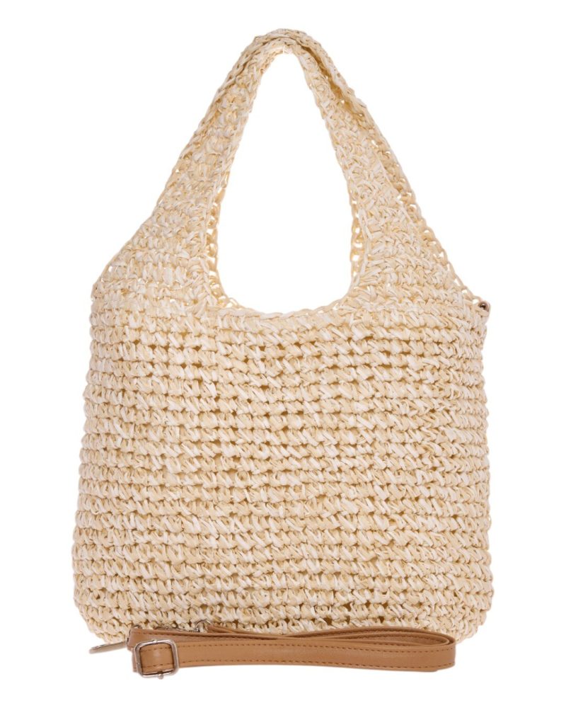Ψάθινη Τσάντα χειρός CN25015 - Ασπρο BAG TO BAG - Image 3