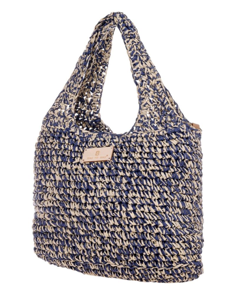 Ψάθινη Τσάντα χειρός CN25015 - Μπλέ BAG TO BAG - Image 2