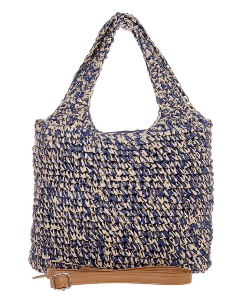 Ψάθινη Τσάντα χειρός CN25015 - Μπλέ BAG TO BAG - Image 3