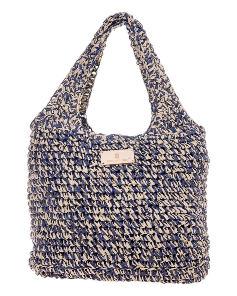 BAG TO BAG Ψάθινη Τσάντα χειρός CN25015 - Μπλέ ΓΥΝΑΙΚΕΙΕΣ ΤΣΑΝΤΕΣ > SPRING - SUMMER 2025 > Τσάντες Θαλάσσης - Γυναικείες Τσάντες > Τσάντες Χειρός - Γυναικείες Τσάντες