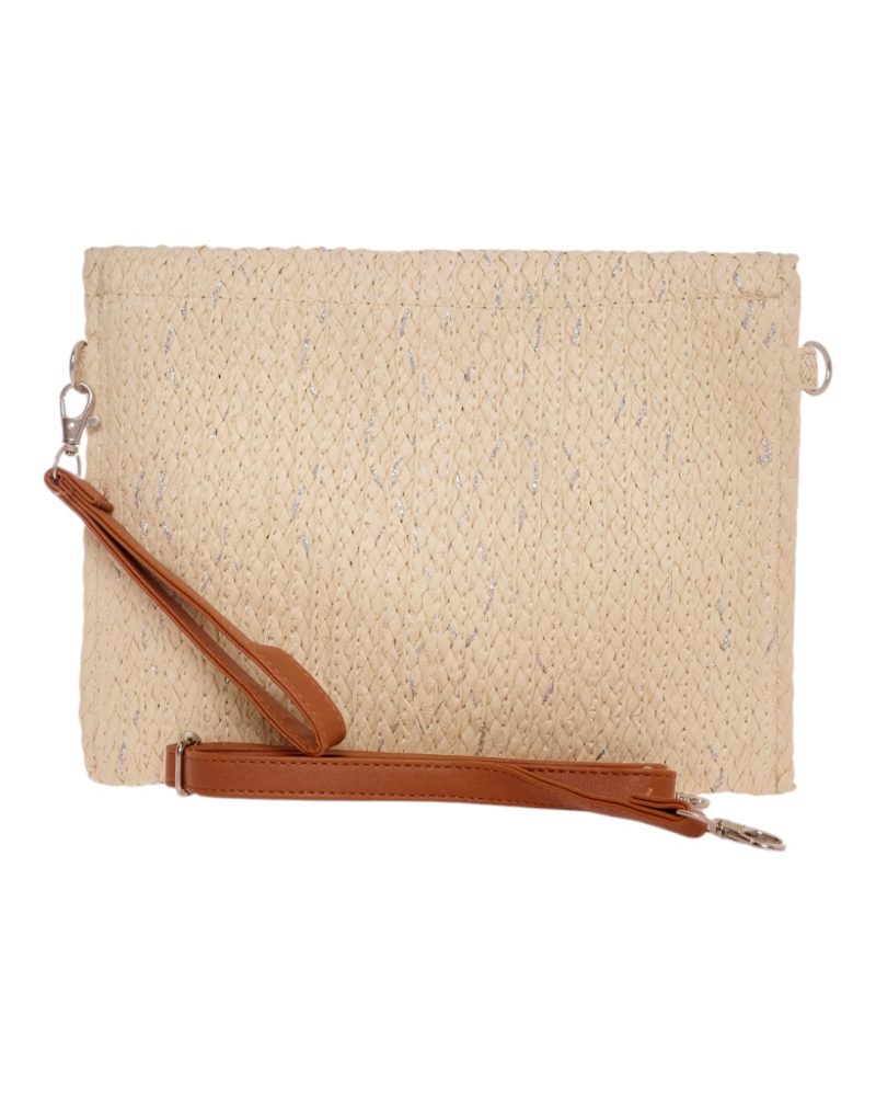 Ψάθινη Τσάντα χειρός XY-2503 - Μπέζ/Ασημί BAG TO BAG - Image 3