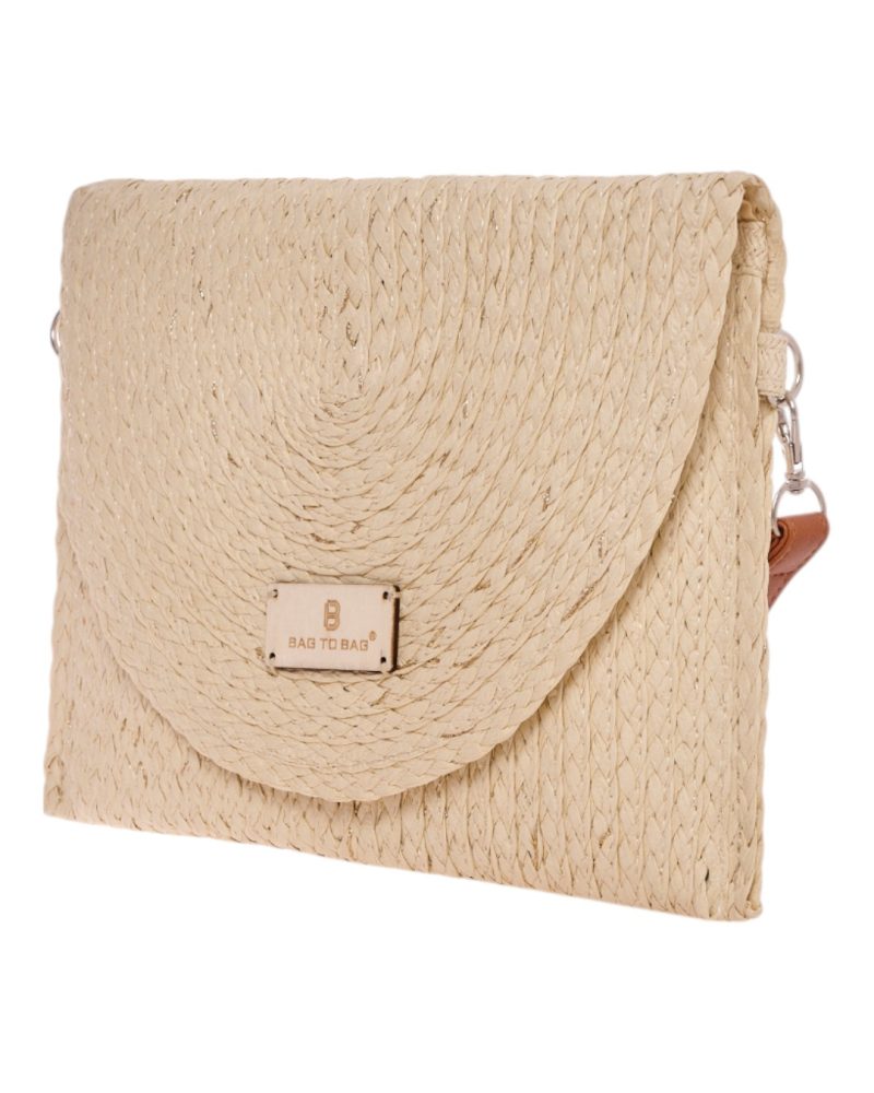 Ψάθινη Τσάντα χειρός XY-2503 - Μπέζ/Χρυσό BAG TO BAG - Image 2