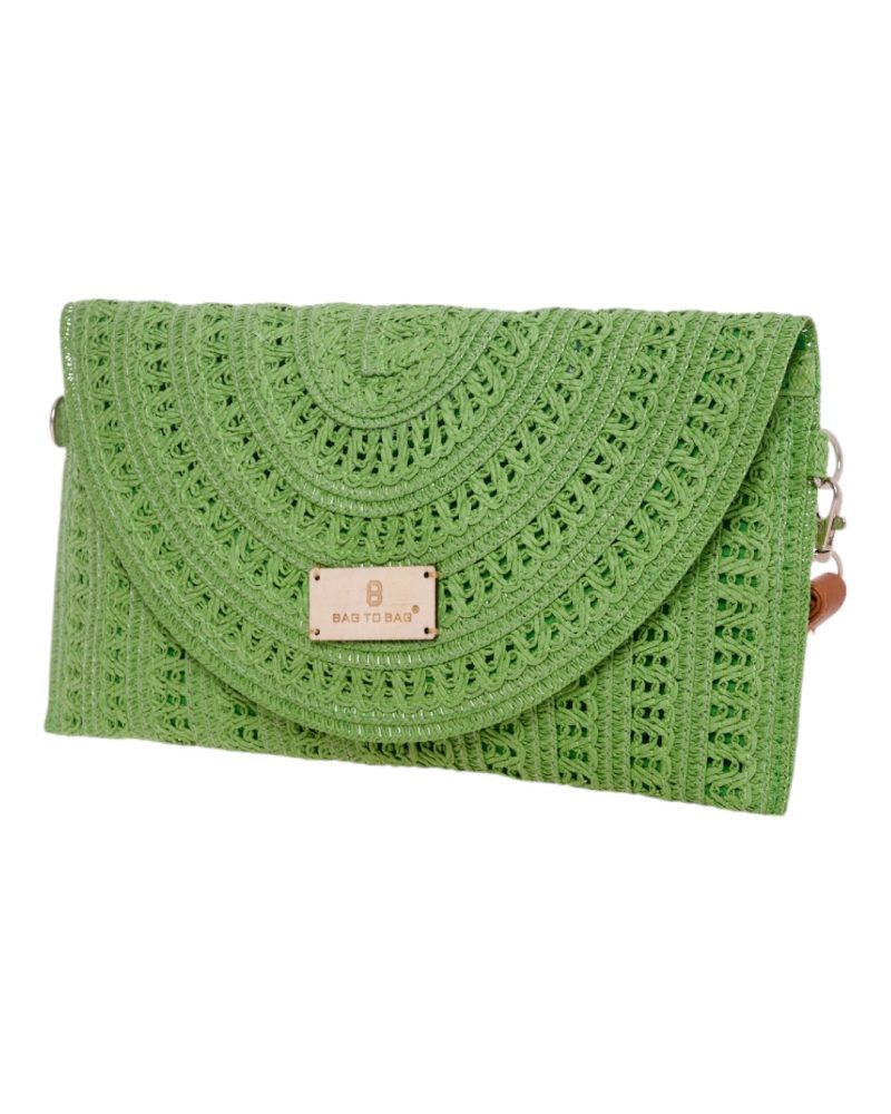 Ψάθινη Τσάντα χειρός XY-2516 - Ανοιχτό Πράσινο BAG TO BAG - Image 2