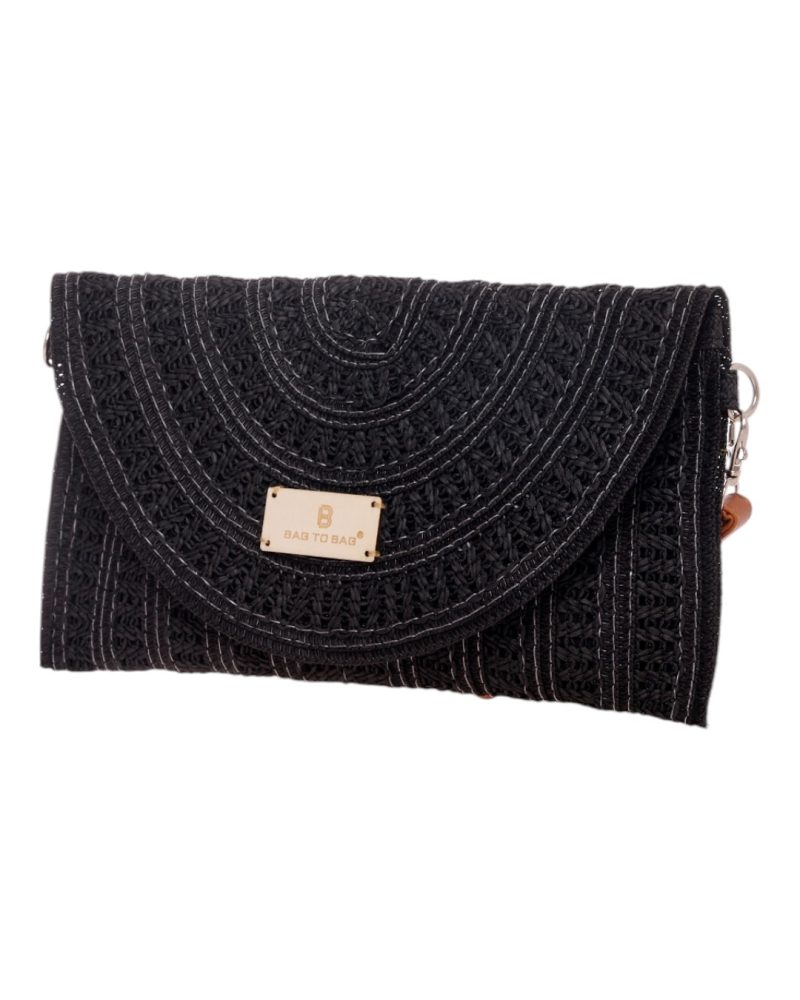 Ψάθινη Τσάντα χειρός XY-2516 - Μαύρο BAG TO BAG - Image 2
