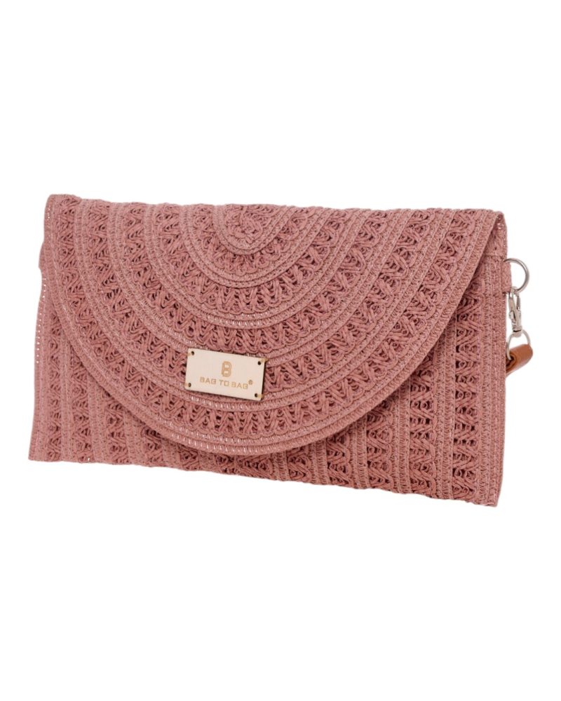 Ψάθινη Τσάντα χειρός XY-2516 - Ρόζ BAG TO BAG - Image 2